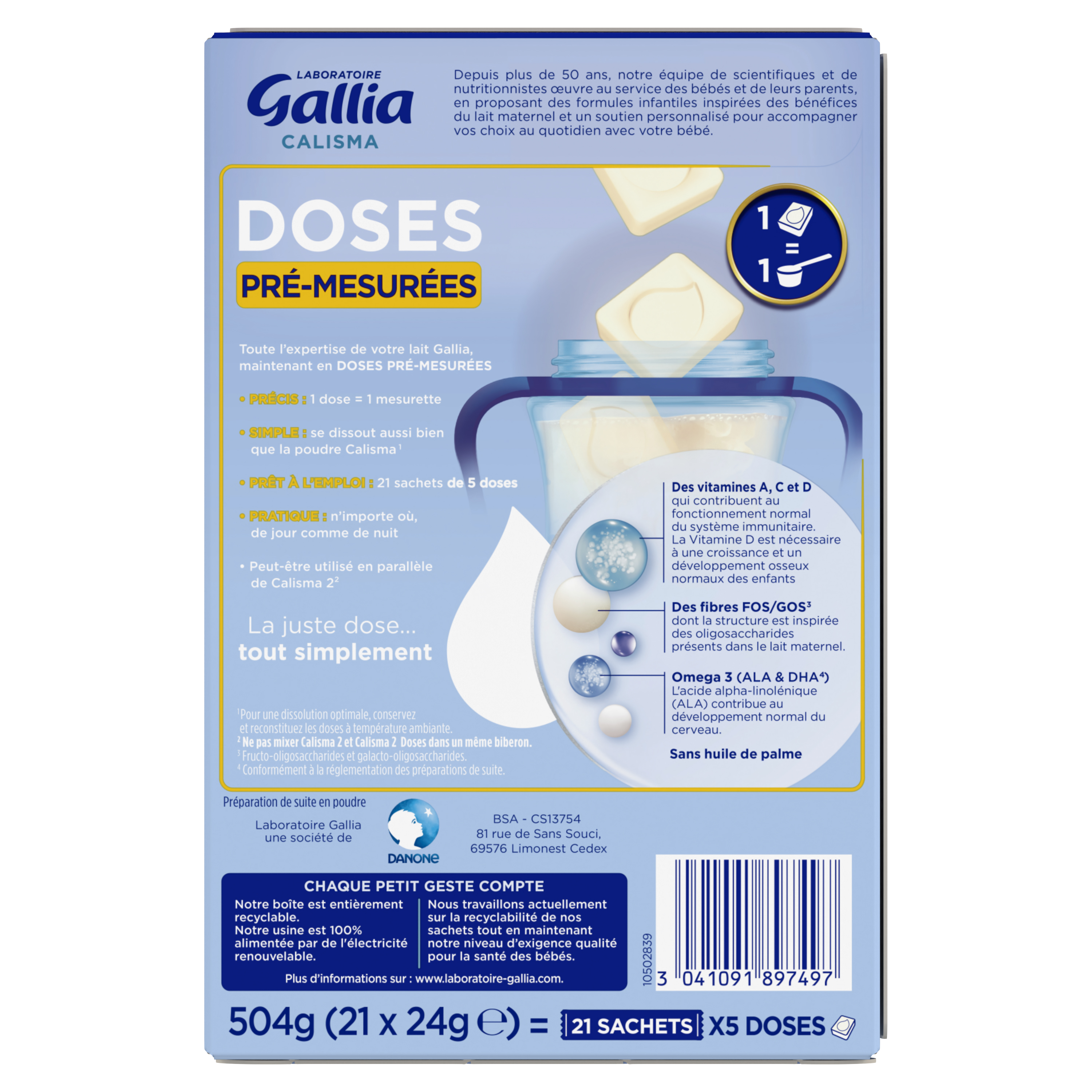 Doses Calisma Pré-mesurées 2ème âge - 21 sachets de 5 doses prêtes à l'emploi - Lot x1