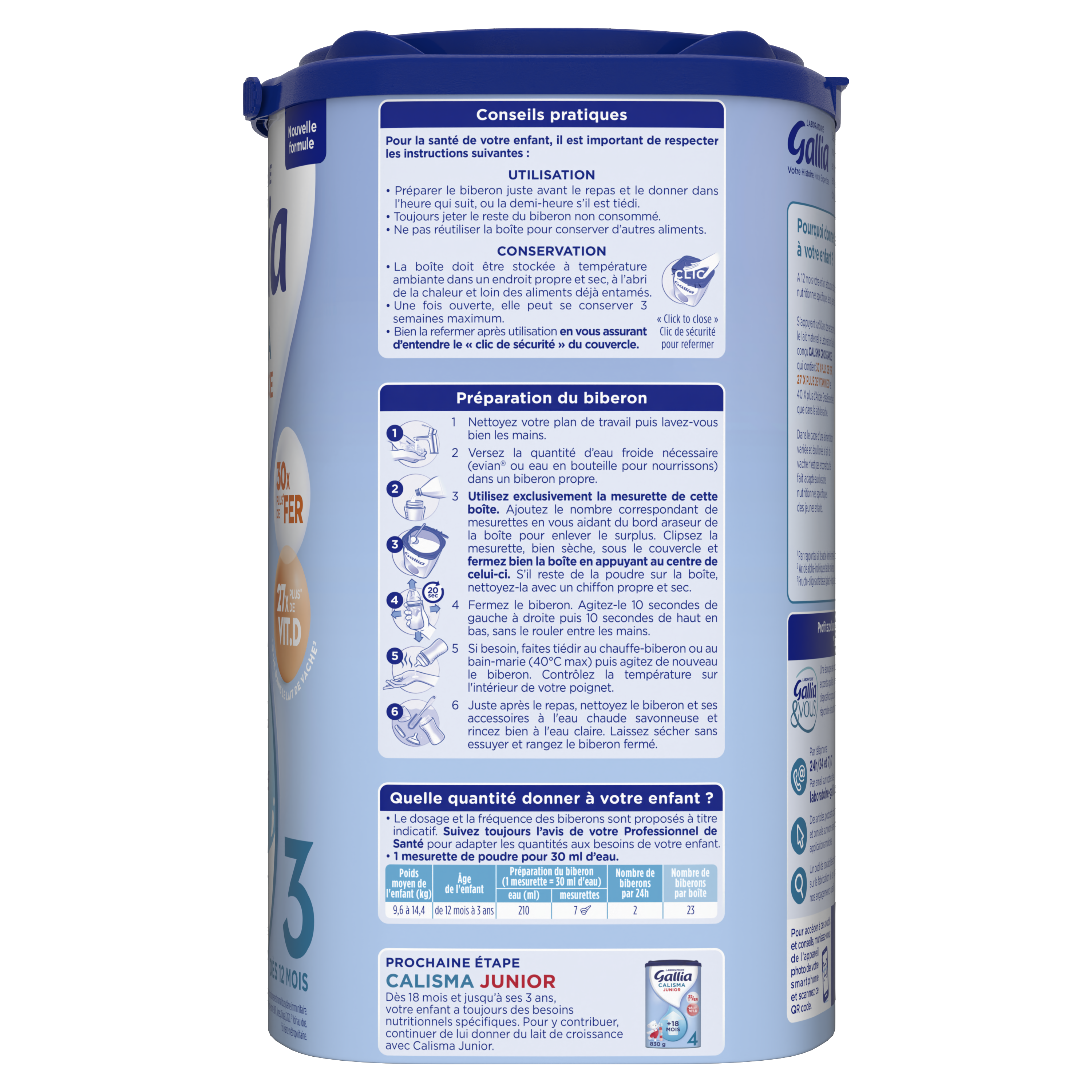 Calisma Croissance - 830g - Lait infantile - Lot x3