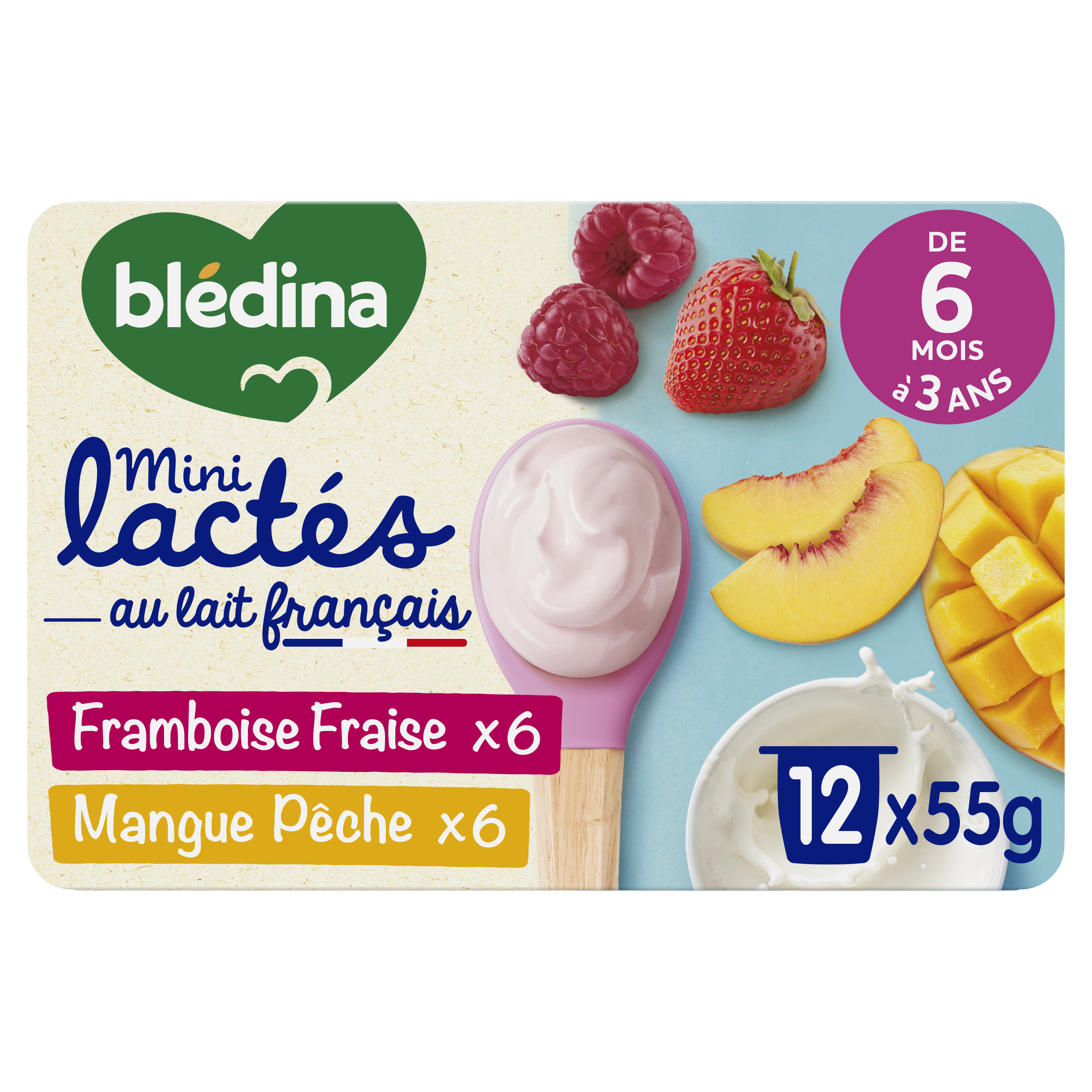 Mini Lactés - Framboise, Fraise & Mangue, Pêche - Lot x2