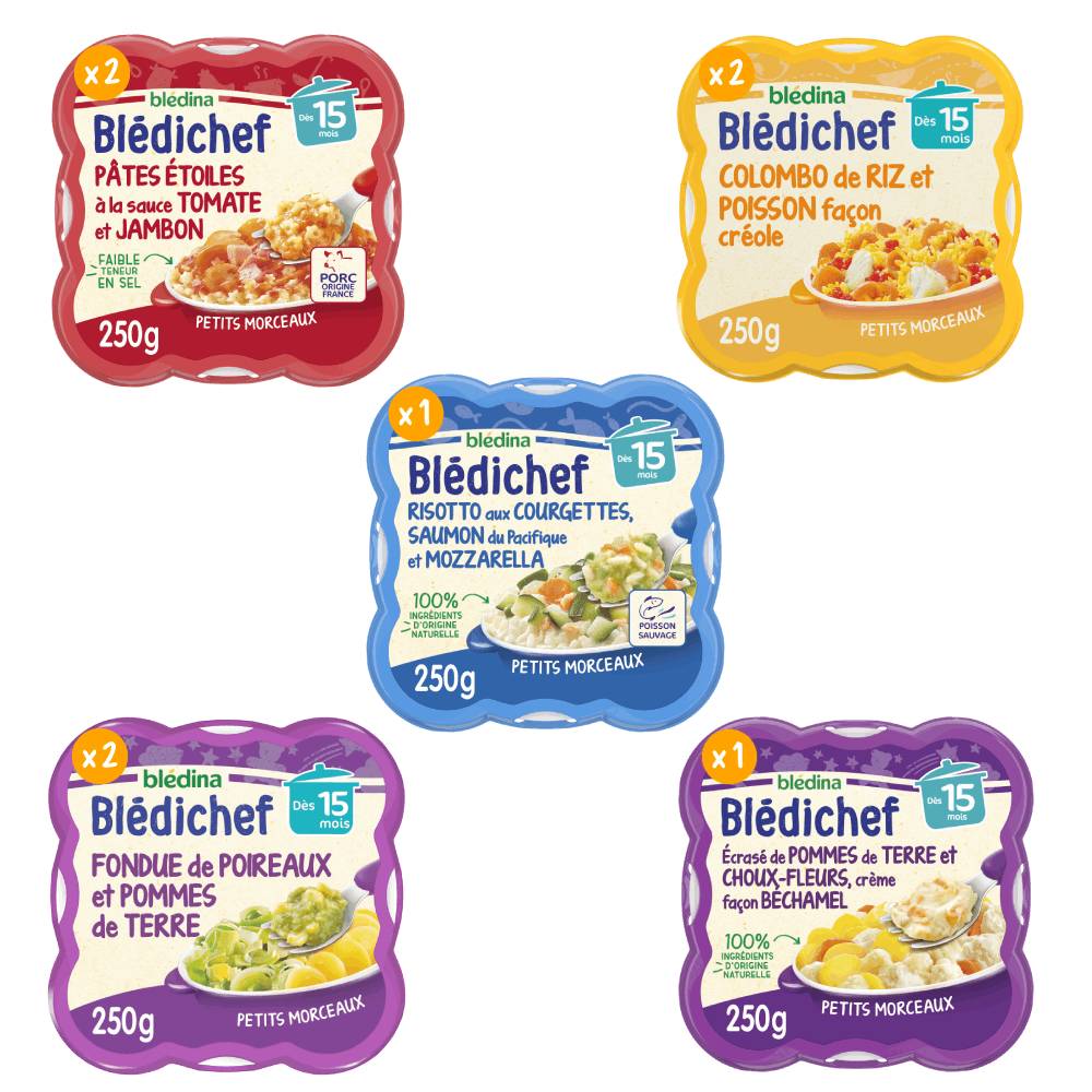 Blédichef - Lot multi-variétés midi et soir x8 dès 15 mois