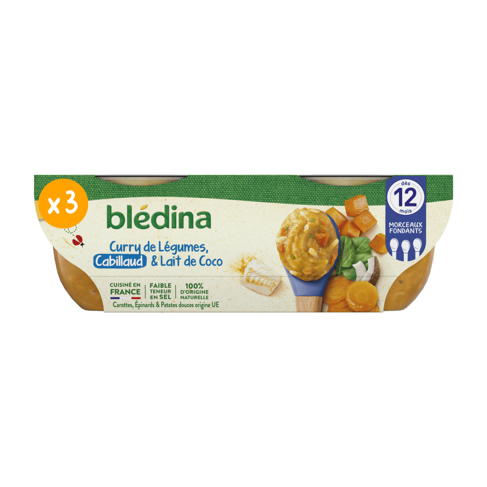 Bol Déjeuner - Curry de Légumes Cabillaud et Lait de coco - Lot x 3
