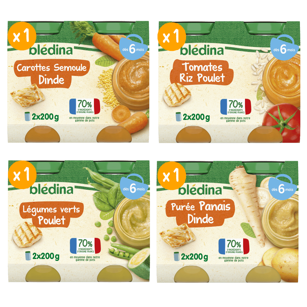 Petits pots Blédina - Lot Multi-variétés Délice de volailles x 4