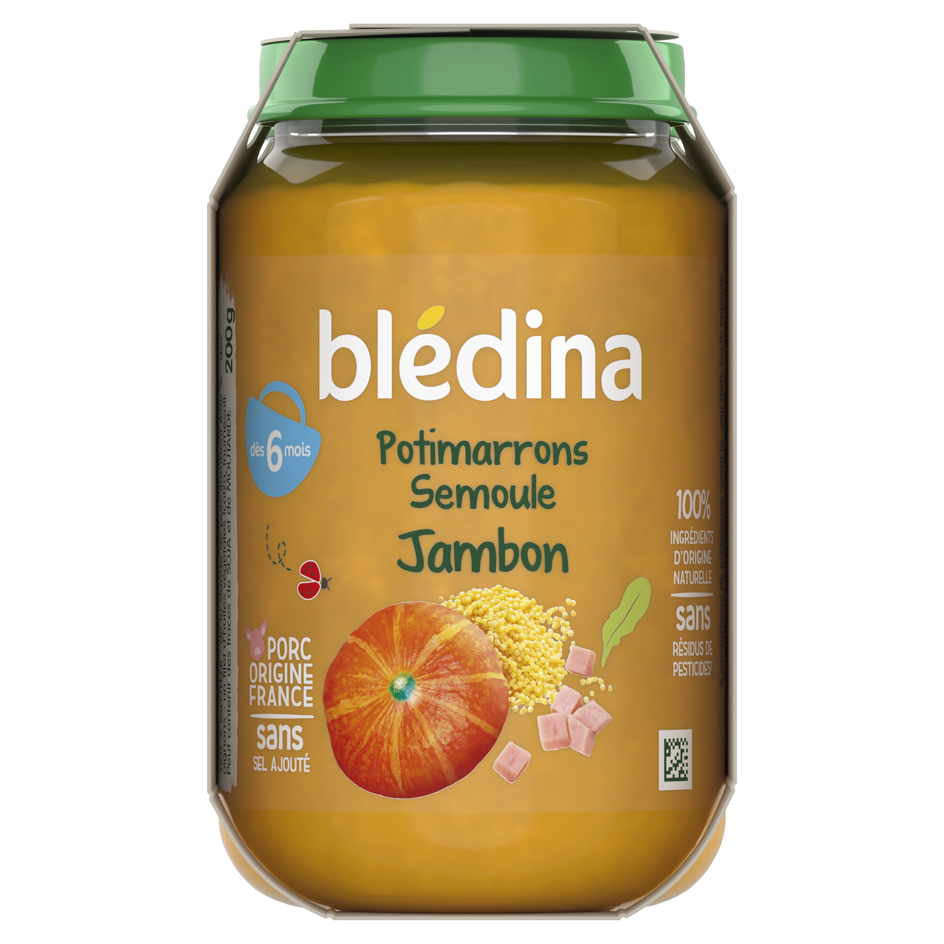 Petits pots - Blédina - Potimarrons Semoule Jambon - Lot x4