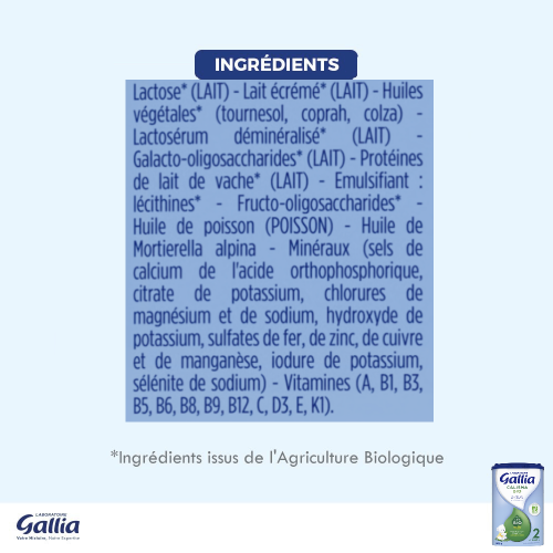 Calisma Bio 2ème âge - 800g - Lait infantile - Lot x3